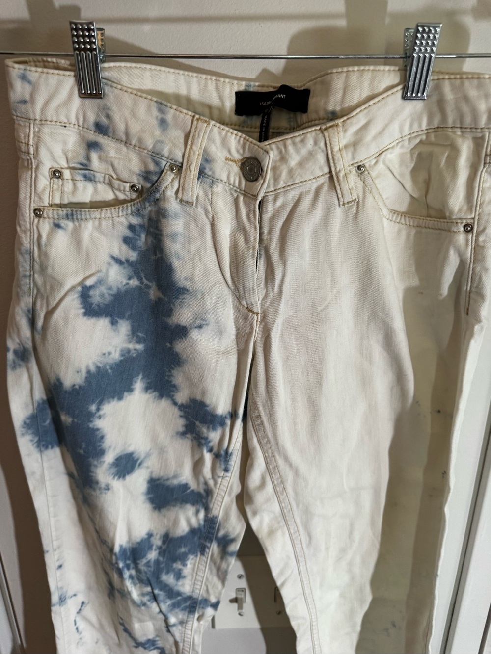 ISABEL MARANT Tie-Dye White & Blue Skinny Jeans - Picture 2 of 7
